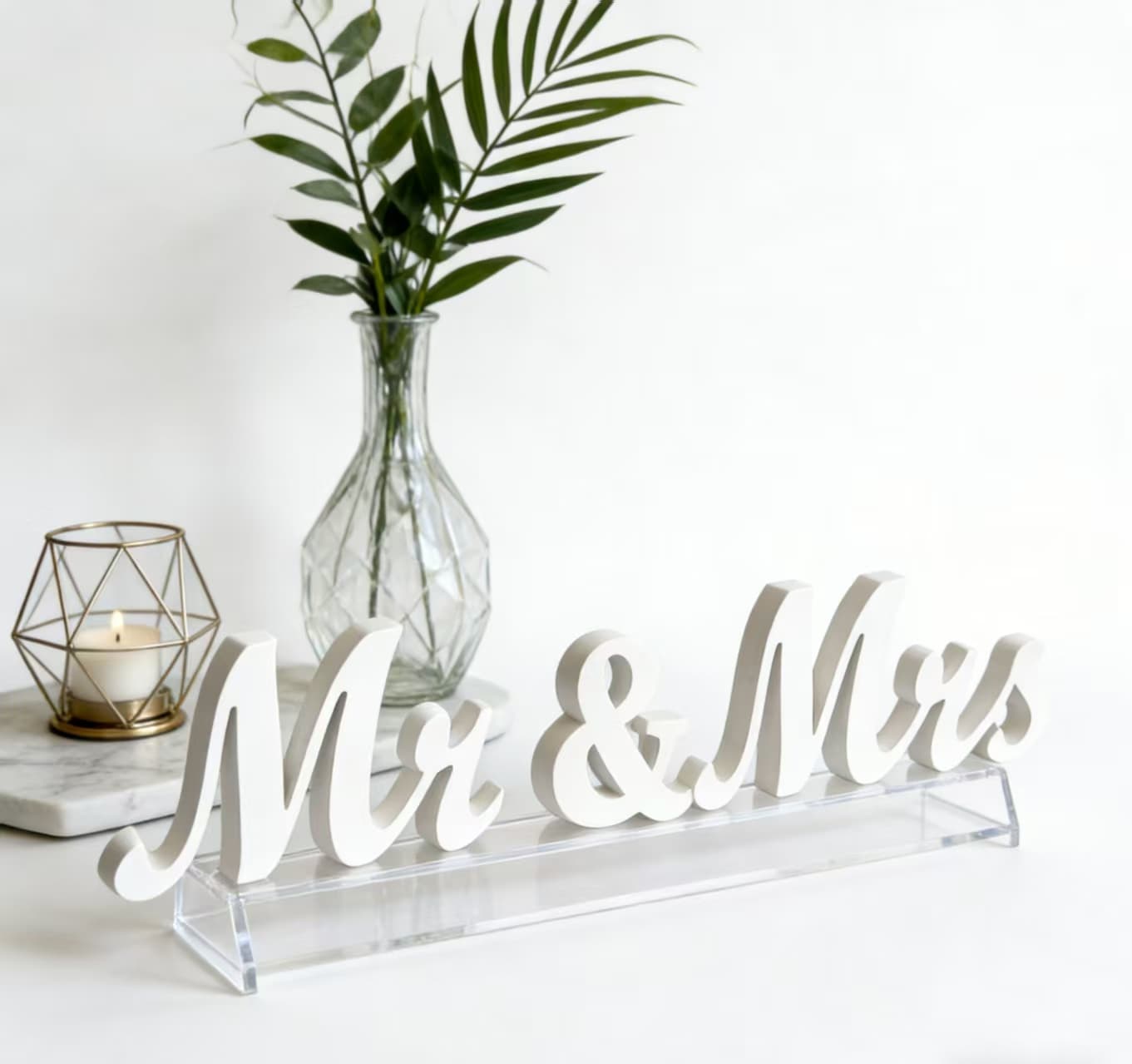 White Wooden Mr & Mrs Sign Wedding Table Decor, Church Ceremony Photo Prop, Newlywed Home Ornament 6