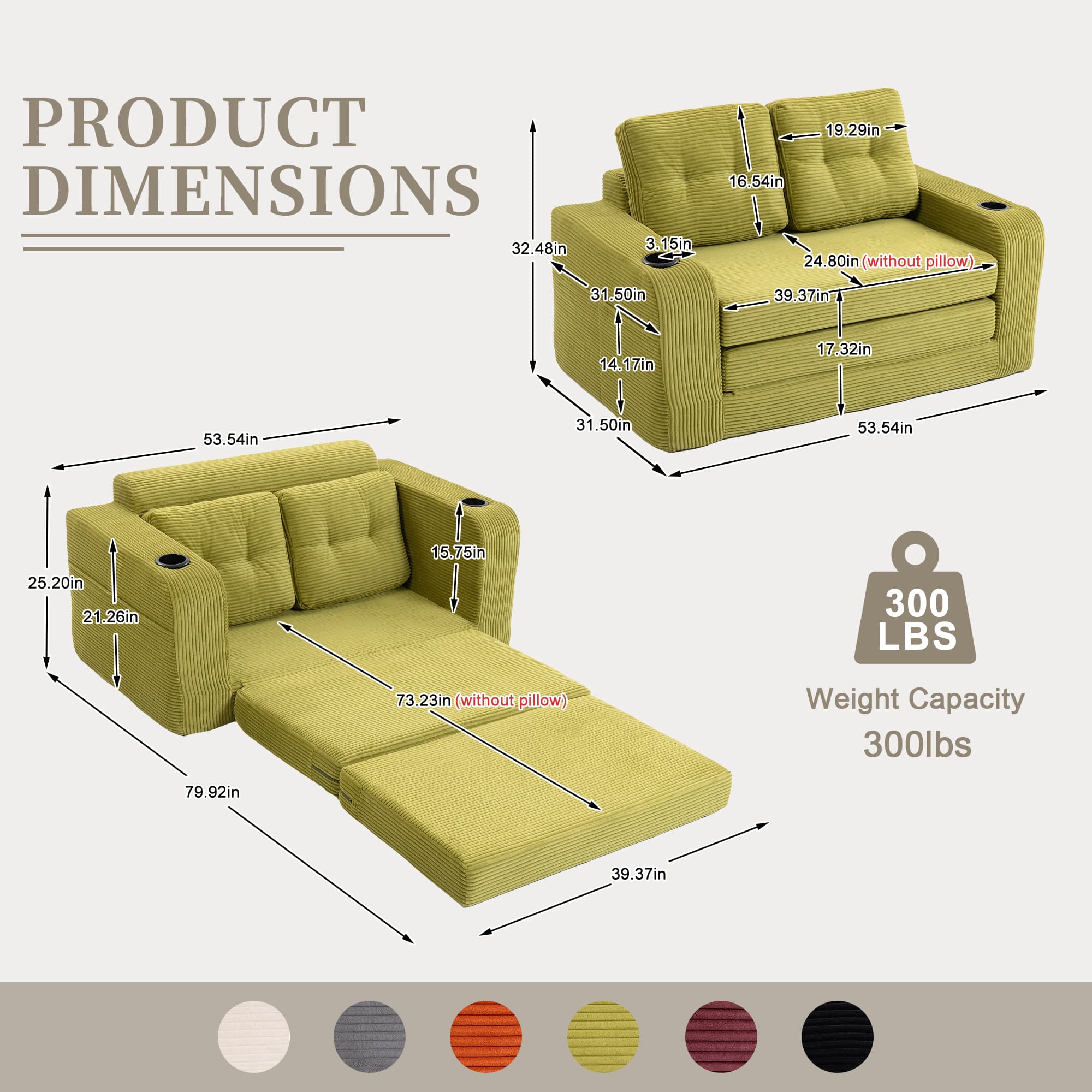 Convertible Sofa Bed,Expandable Double Sofa Bed, 2 In 1 Convertible Sofa Bed, Fold Out Floor Couch With Pillows For Living Room Bedroom Lounge 2