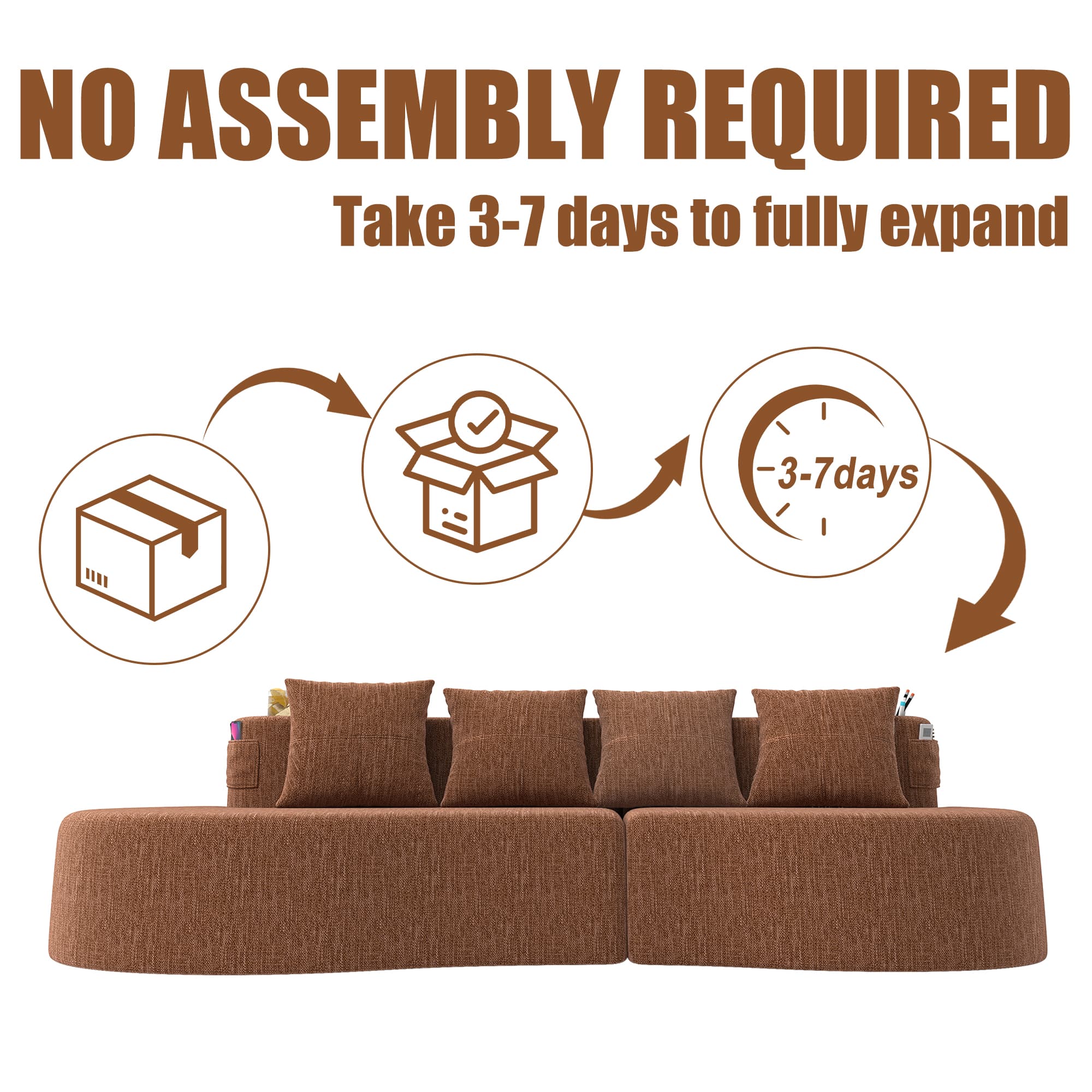 Modern Curved Sectional 3 Seat Minimalist Elegant Half Moon Sofa Compressed Modular Sectional Sofa For Living Room, Office, Apartment 2