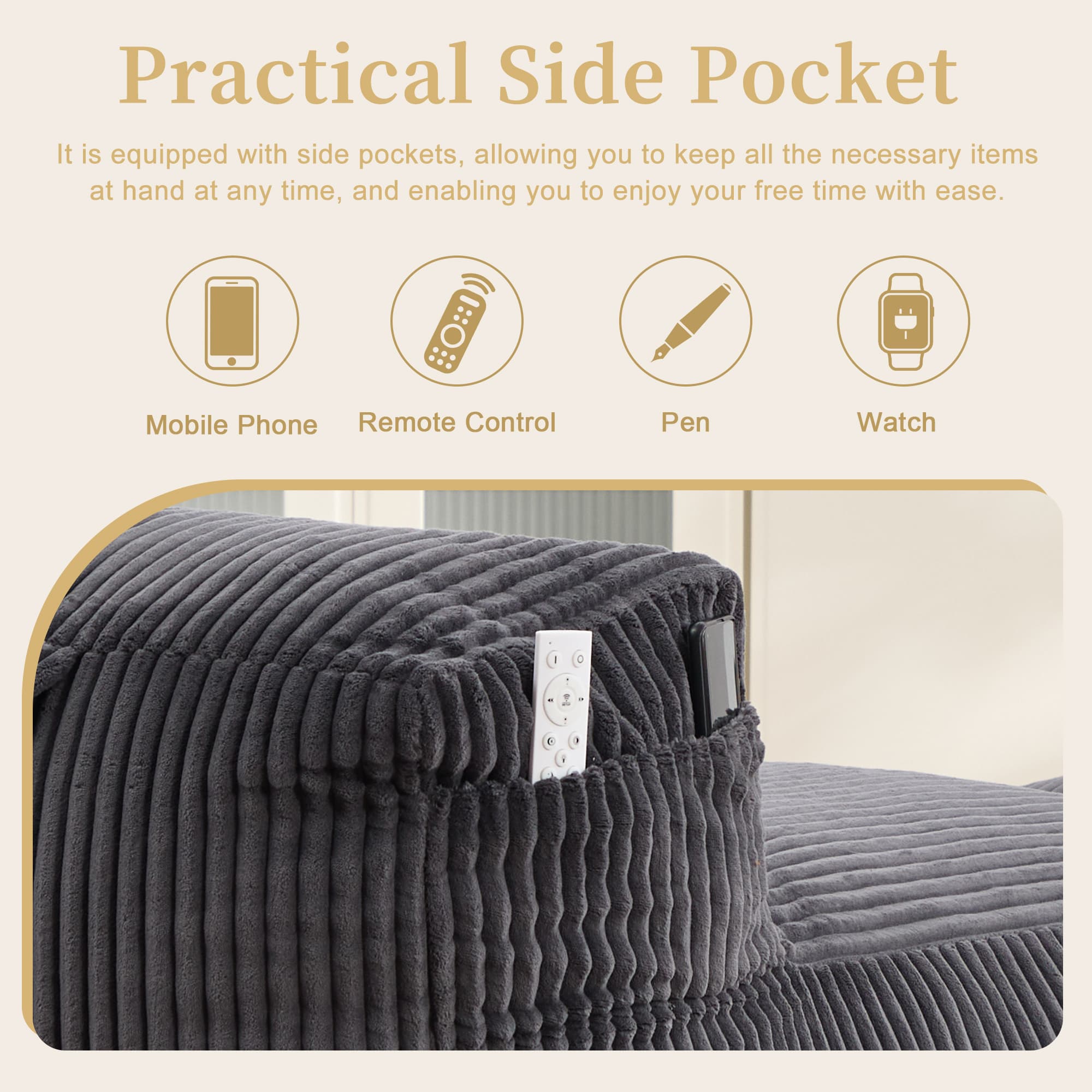 Big Bean Bag Chair For Adults,Lounger Large Bean Bag Sofa, Memory Foam Filled Beanbag Chair For Living Room, Bedroom, Balcony,Comfy Corduroy Bean Bag Chair With Ottoman,Ergonomic Support & Premium Com 2