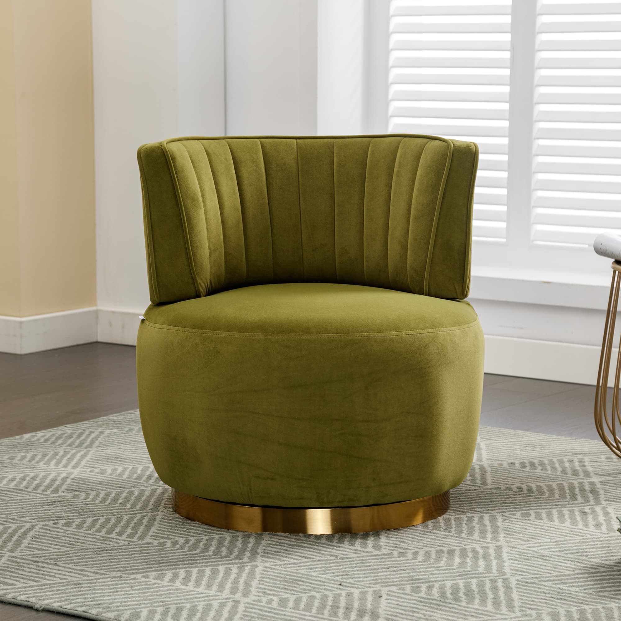 360 Degree Swivel Cuddle Barrel Accent Sofa Chairs, Round Armchairs With Wide Upholstered, Fluffy Velvet Fabric Chair For Living Room, Bedroom, Office, Waiting Rooms 5