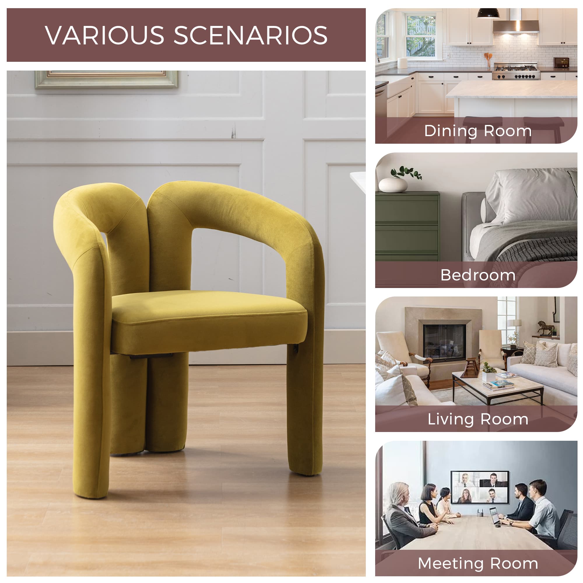 Contemporary Designed Velvet Fabric Upholstered Accent Dining Chair  Barrel Side Chairs Kitchen Armchair For Living Room Set Of 2  Olive Velvet