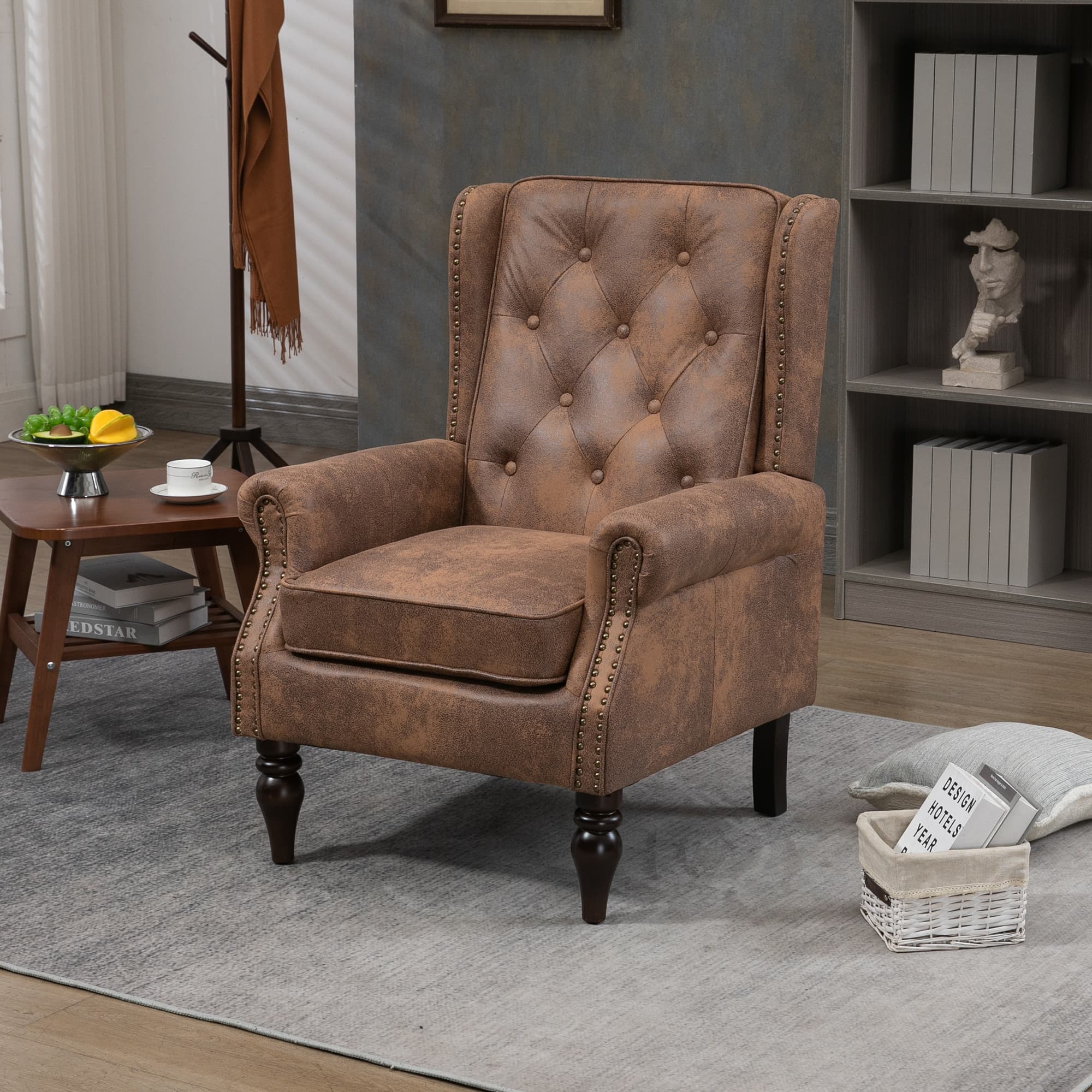 Wood Frame Armchair, Modern Accent Chair Lounge Chair With Sturdy Wood Legs For Living Room Bedroom Coffee 3