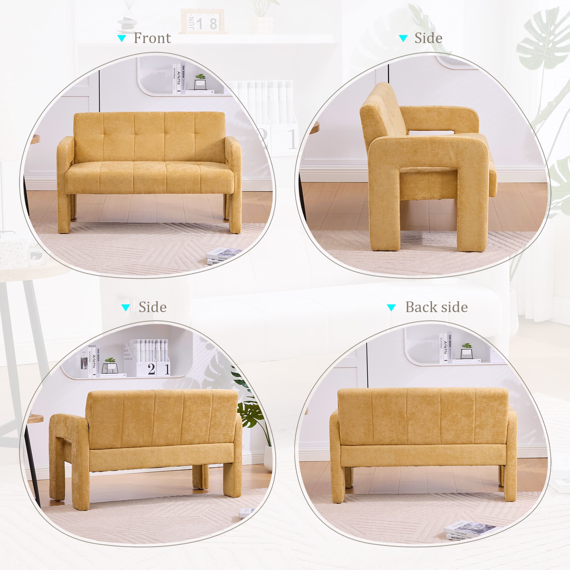 Nordic Modern Double Armchair Living Room & Bedroom Compact Upholstered Sofa Leisure Sofa Comfortable Seating With Dual Armrests Can Be Paired With A Single Chair 3