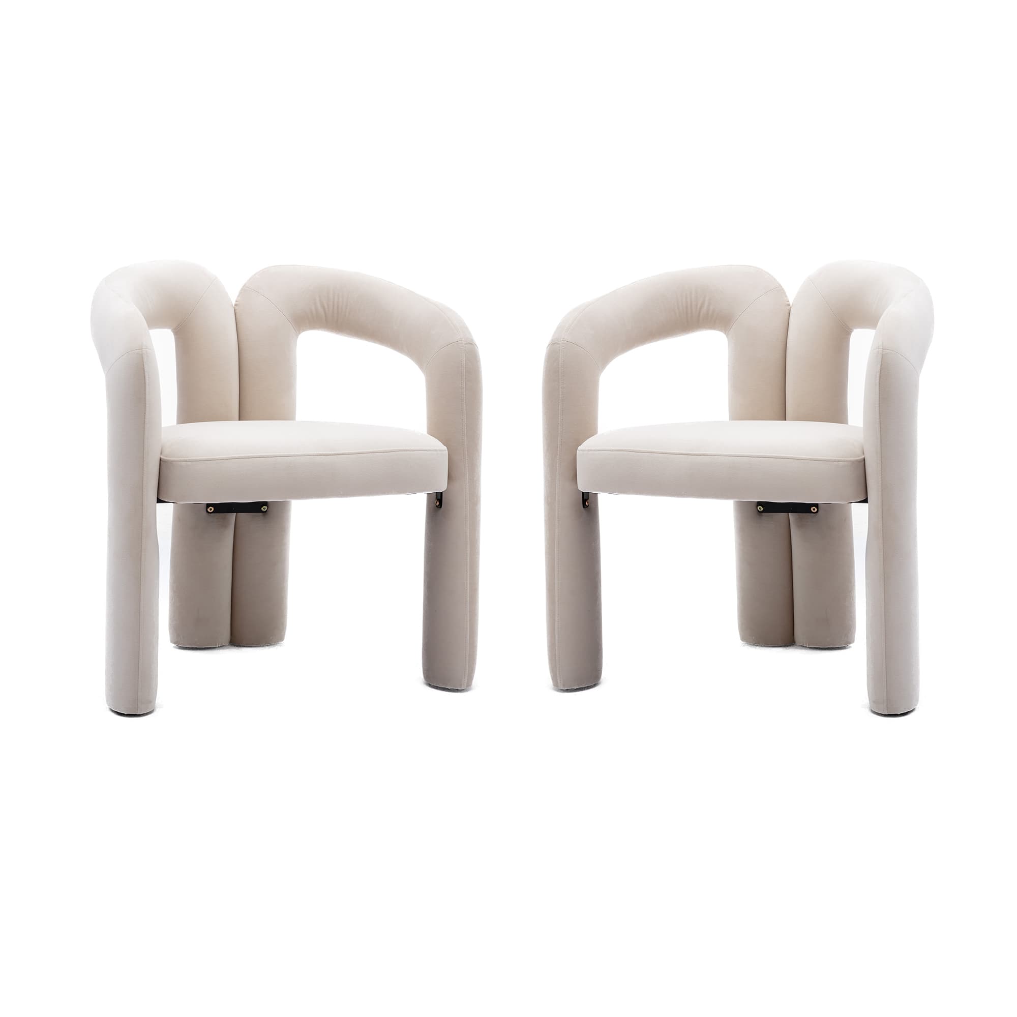 Contemporary Designed Velvet Fabric Upholstered Accent Dining Chair Barrel Side Chairs Kitchen Armchair For Living Room Set Of 2 Beige Velvet 4