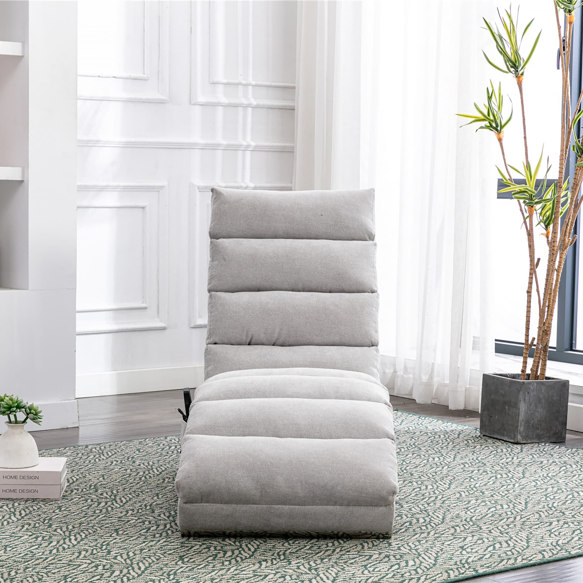 COOLMORE Luxury Upholstered Chaise Lounge Chair With Vibration For Relaxation, Modern Fixed Back Fabric Leisure Recliner Sofa For Living Room Bedroom 3