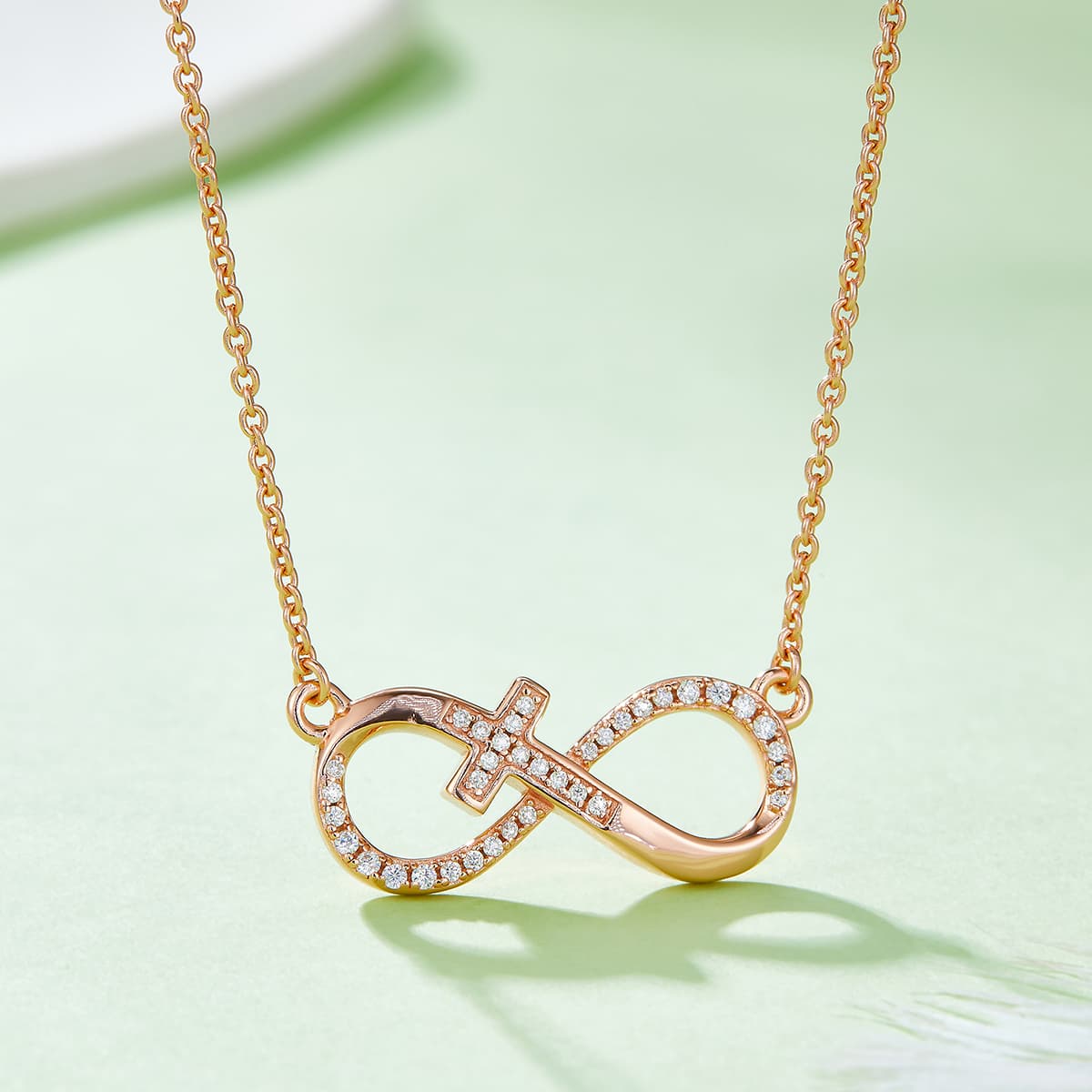 S925 Sterling Silver 3.7g 45cm Infinity Cross Necklace  36 Stone Moissanite Pendant With GRA, Platinum Plated Christian Jewelry Gift Box Set For Women