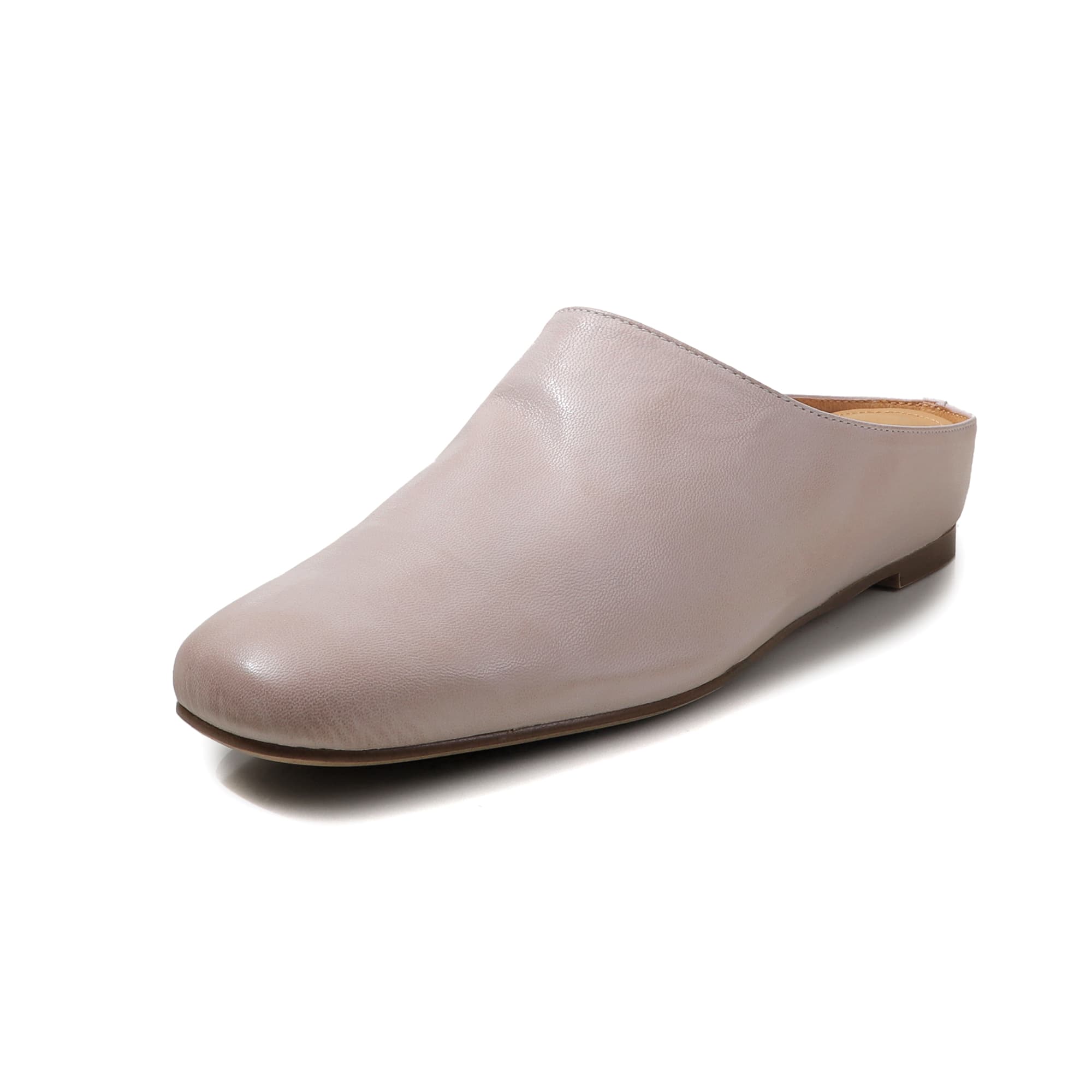 Women's Handmade Full-Grain Sheepskin Closed-Toe Mules, Square Toe Slip-On Flat Slides