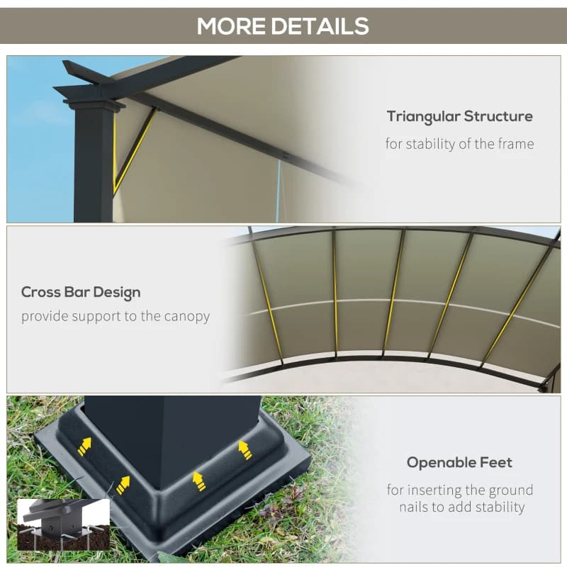 11' X 11' Outdoor Retractable Pergola Canopy For Backyard, Beige