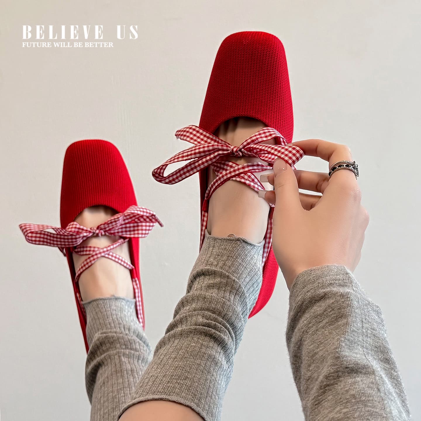 Women's Handmade Linen Slip-On Flats, Square Toe Low Heel Vintage Shoes With Sheepskin Lining & TPR Sole 2