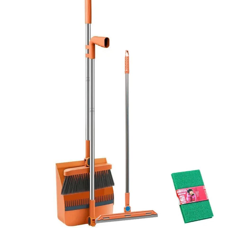 Brush Shovel Broom And Dustpan Combination Set Household Cleaning Tools Non-Stick Hair Dry Wet Dual-Use Broom Folding Set 6