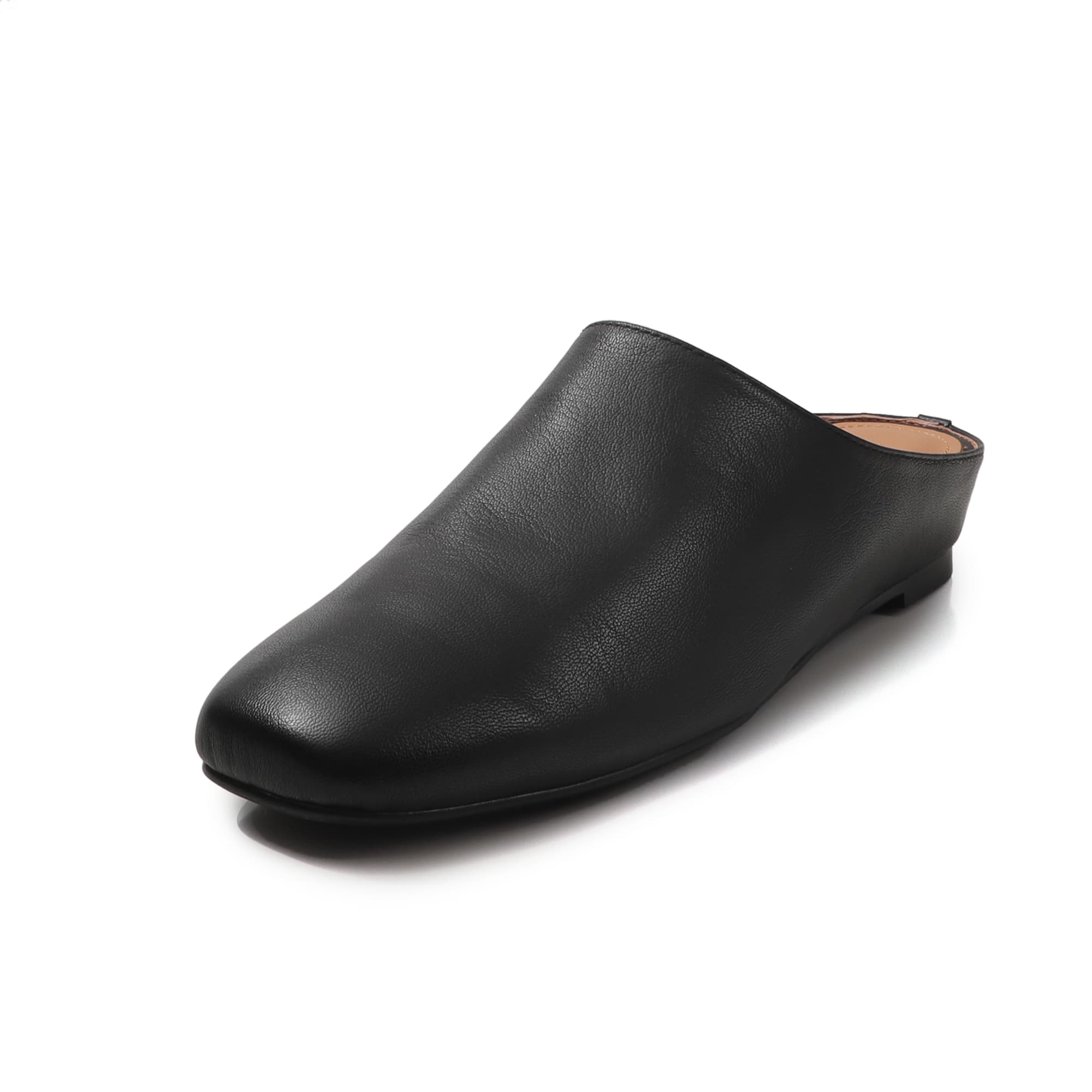 Women's Handmade Full-Grain Sheepskin Closed-Toe Mules, Square Toe Slip-On Flat Slides 7