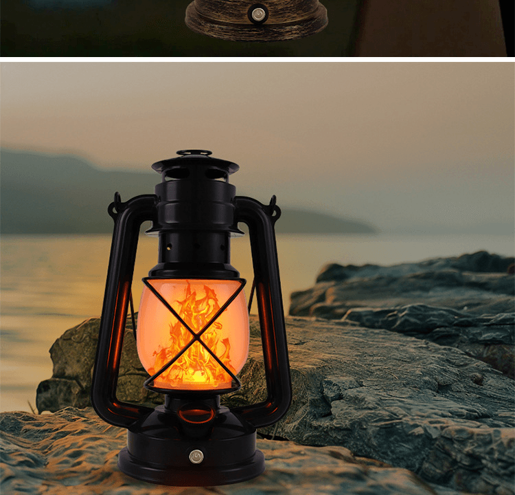 LED Rechargeable Table Lamp, Retro Flame Table Lamp For Outdoor Camping And Bars, Portable Hanging Retro Hurricane Lantern For Tents 4