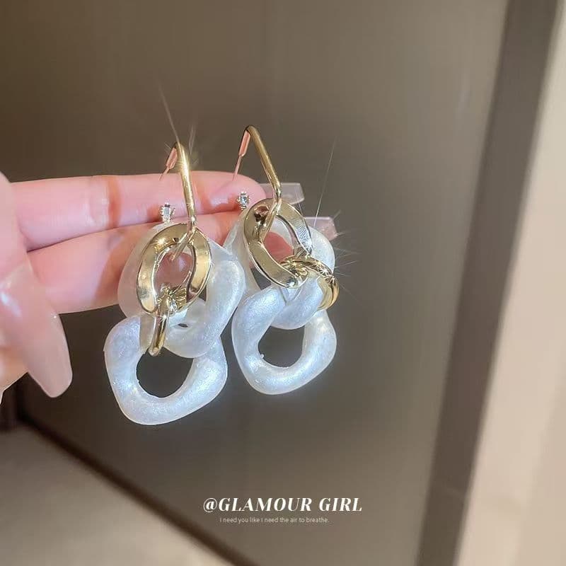 Luxury Geometric Chain Hoops, Stylish Versatile Earrings For Women 8