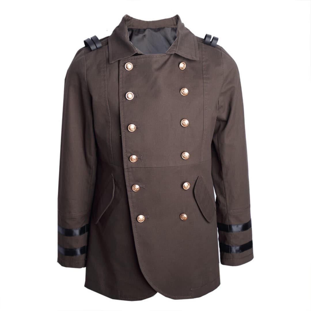 Boys Formal Uniform Trench Coat Kids Vintage Military Style Cotton Jacket 3-9Y
