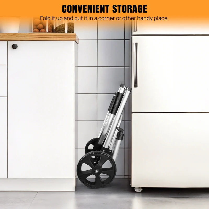 40L Lightweight 2 Wheels Shopping Trolley, Collapsible Push Pull Carts For Easy Storage, For Seniors Or Heavy Loads