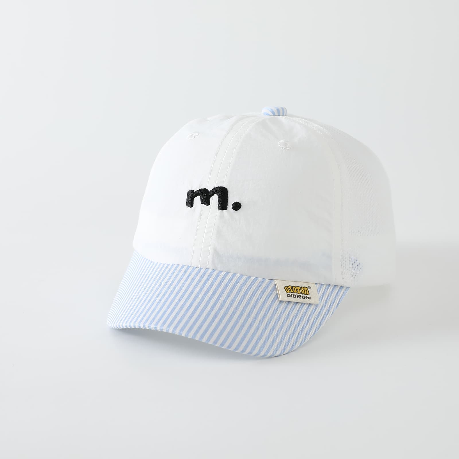 Summer Boys And Girls' Mesh Baseball Cap With Simple Letter  Embroidery And Striped Brim, Perfect For Outdoor Outings And Versatile For Various Occasions.