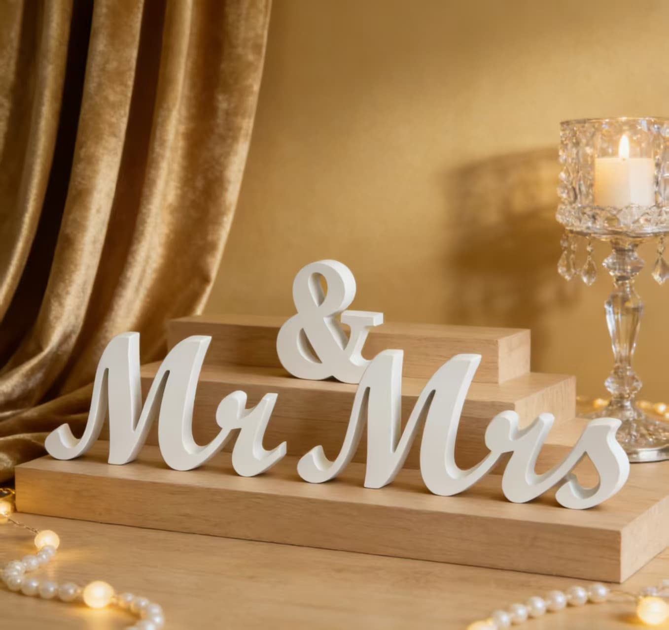 White Wooden Mr & Mrs Sign Wedding Table Decor, Church Ceremony Photo Prop, Newlywed Home Ornament 8