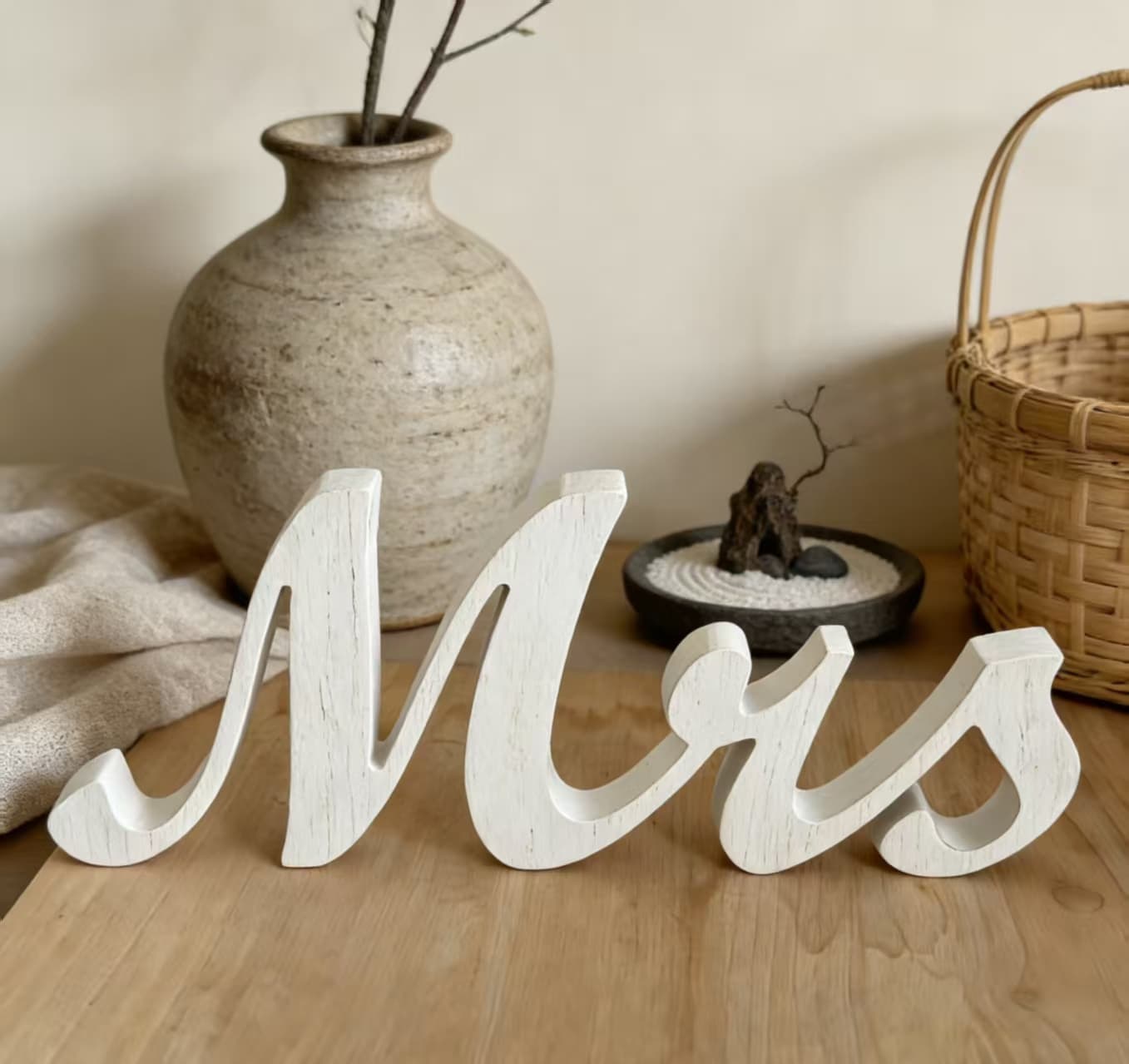 White Wooden Mr & Mrs Sign Wedding Table Decor, Church Ceremony Photo Prop, Newlywed Home Ornament 2