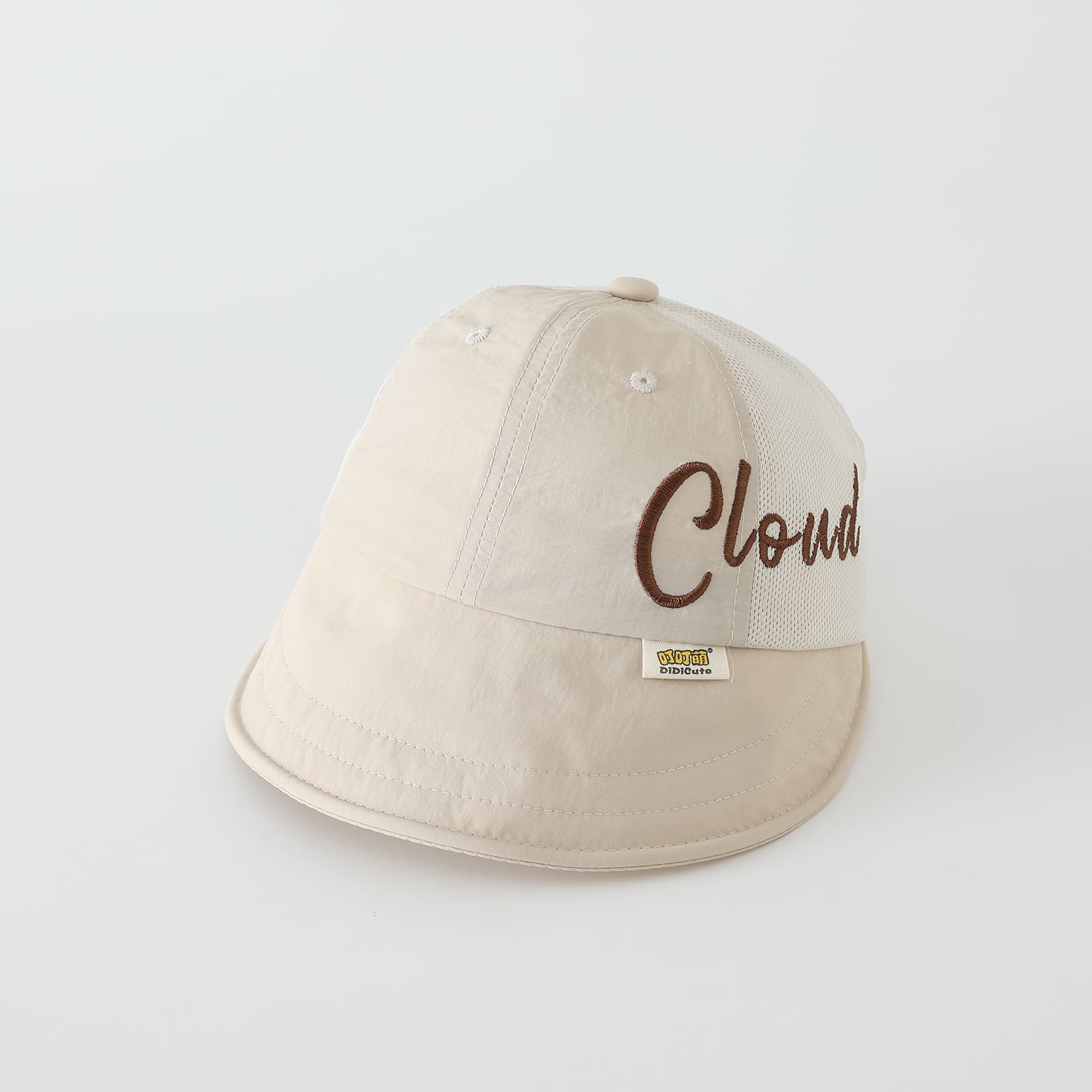 Summer Children's English Embroidery Sun Hat With Side Net Fabric For Ventilation And Soft Brim, Foldable Baby Face Protection Baseball Cap