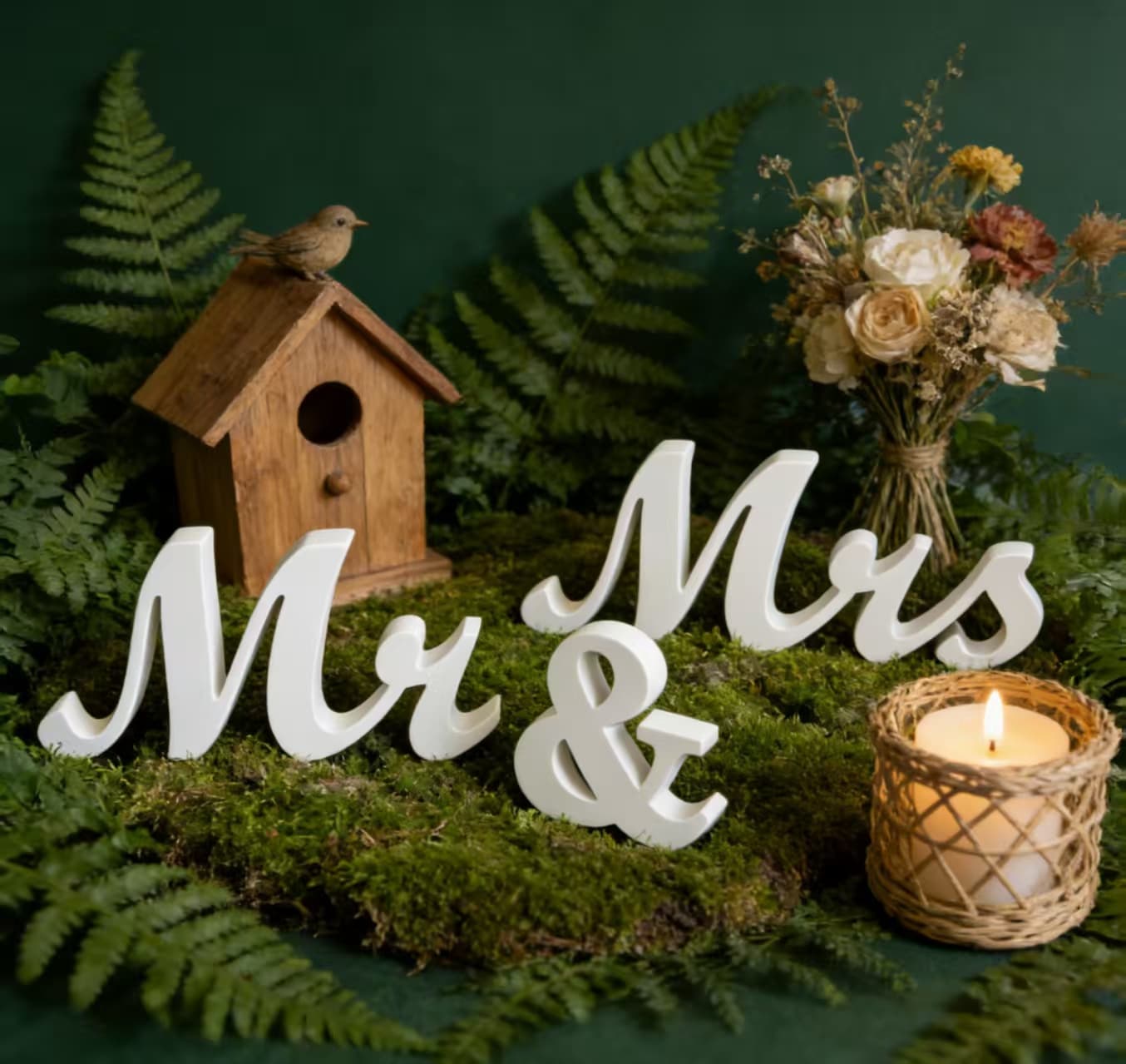 White Wooden Mr & Mrs Sign Wedding Table Decor, Church Ceremony Photo Prop, Newlywed Home Ornament 3