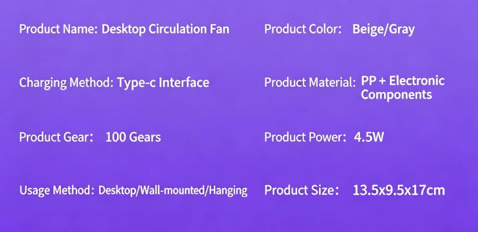 Summer New Circulating Fan, Multi-speed Adjustment, Wall & Desktop Dual Use, USB Rechargeable Mini Fan With Digital Display, High Power Cooling Fan For Home & Office