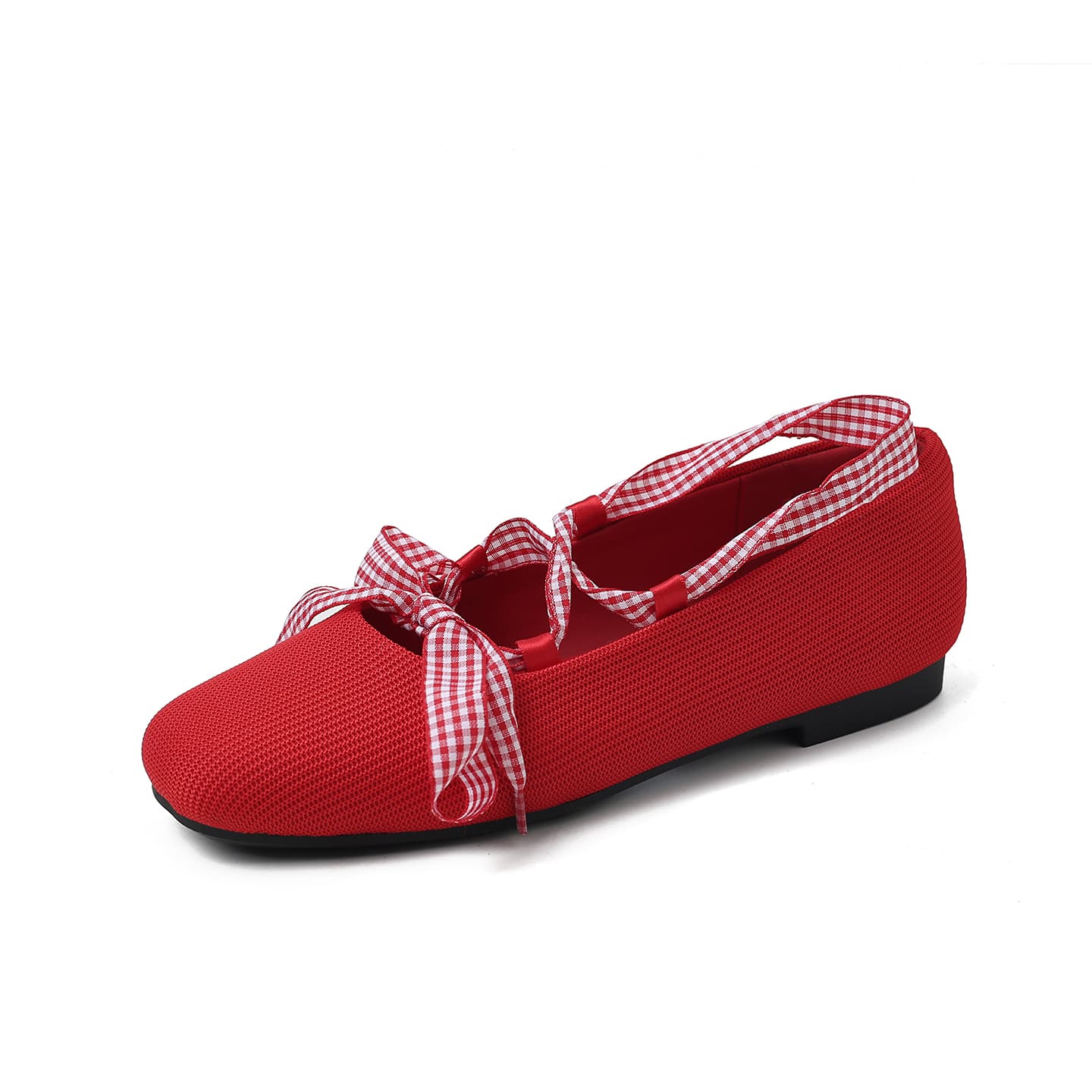 Women's Handmade Linen Slip-On Flats, Square Toe Low Heel Vintage Shoes With Sheepskin Lining & TPR Sole 5