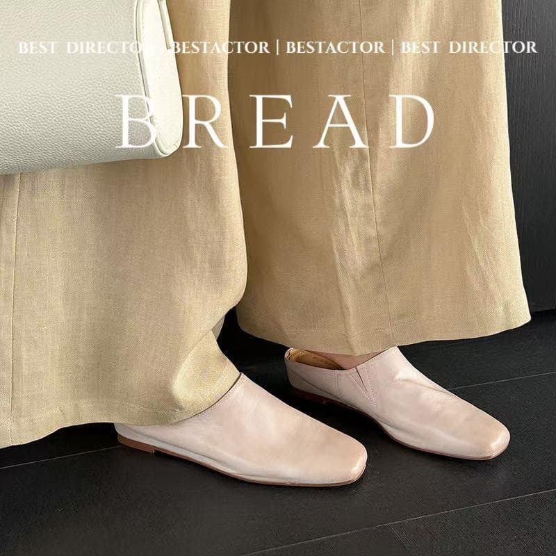 Women's Handmade Full-Grain Sheepskin Closed-Toe Mules, Square Toe Slip-On Flat Slides 6