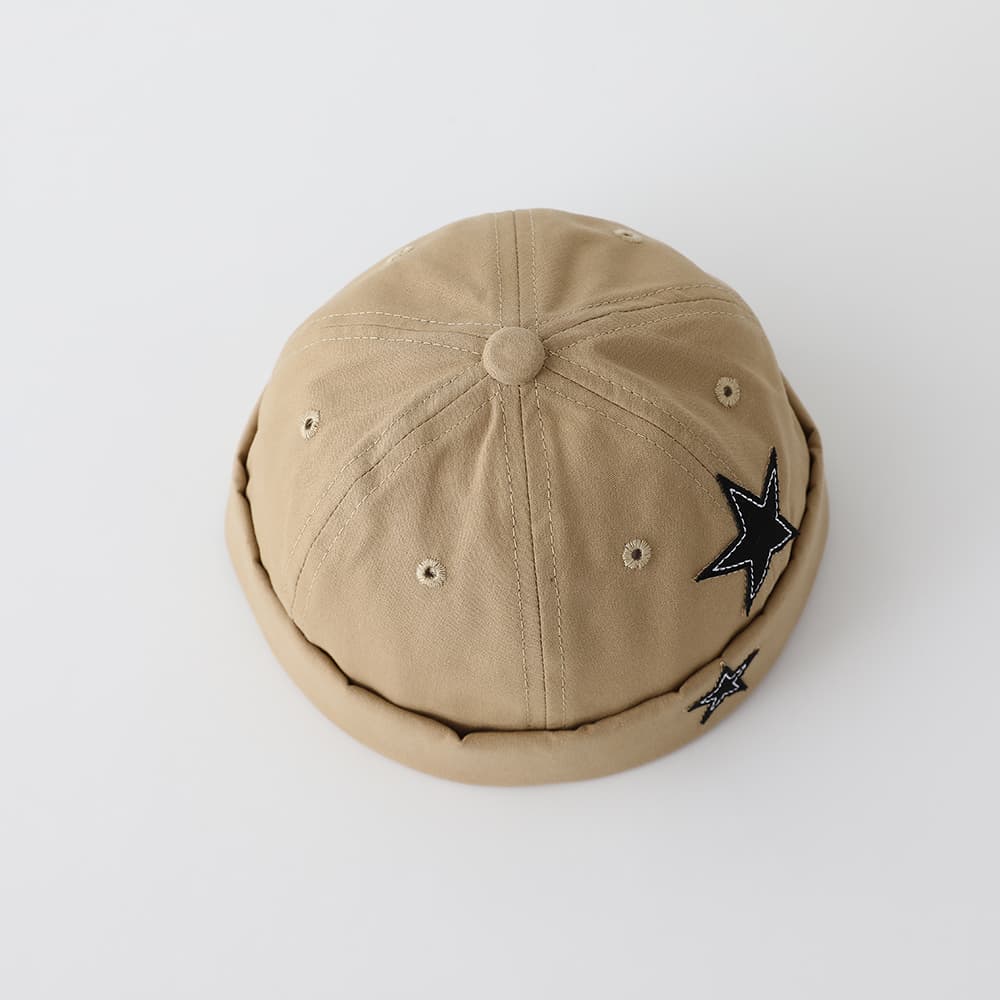 Children's Solid-color Five-pointed Star Applique Adjustable Trendy Hip-hop Style Landlord Hat Suitable For Shopping, Traveling And Street Use