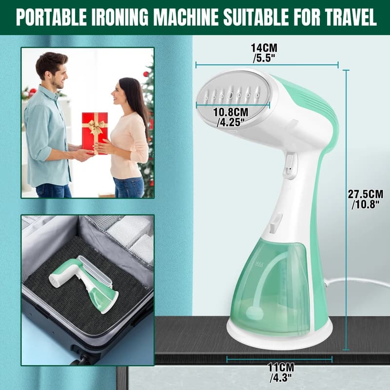 Handheld Clothes Steamer, 1500W Portable Garment Steamer Clothing,30s Fast Heat-up 1500W Powerful Steam Iron With 300ML Tank 3