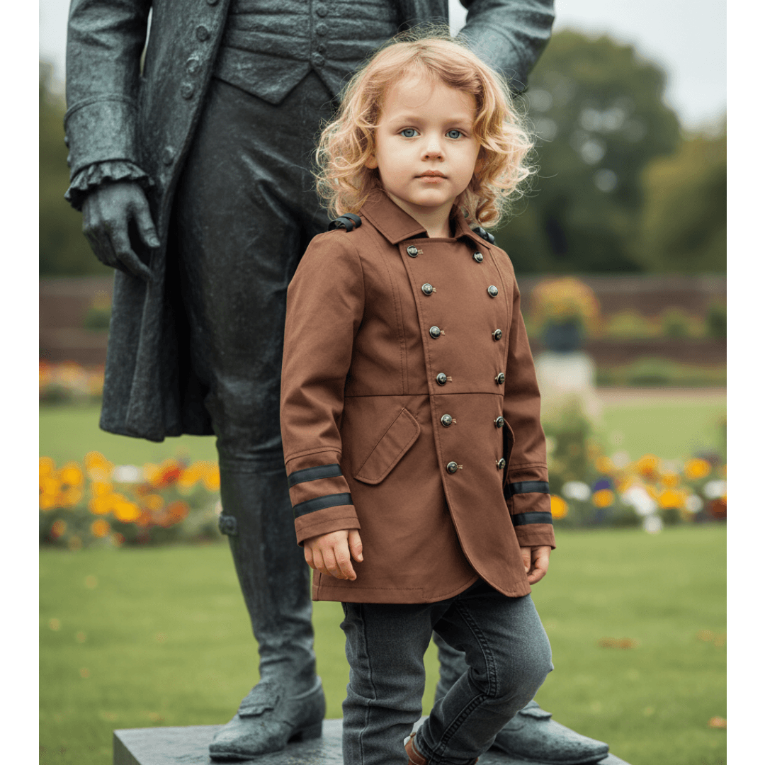Boys Formal Uniform Trench Coat Kids Vintage Military Style Cotton Jacket 3-9Y 7