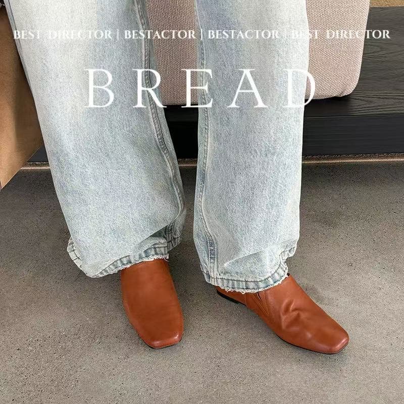 Women's Handmade Full-Grain Sheepskin Closed-Toe Mules, Square Toe Slip-On Flat Slides 4