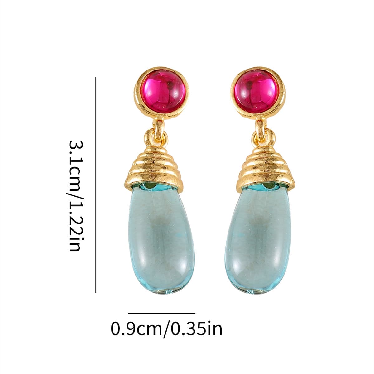 Bohemian-style Red Stud Earrings Blue And Transparent 4