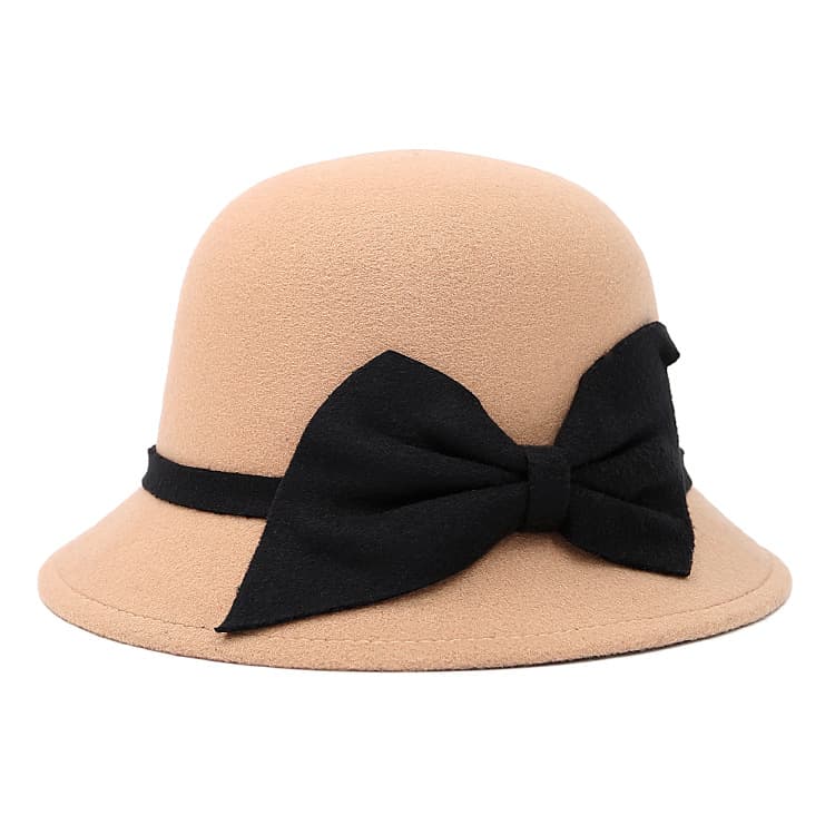 Fashionable And Elegant Womens Bowler Hat With A Striped Bow