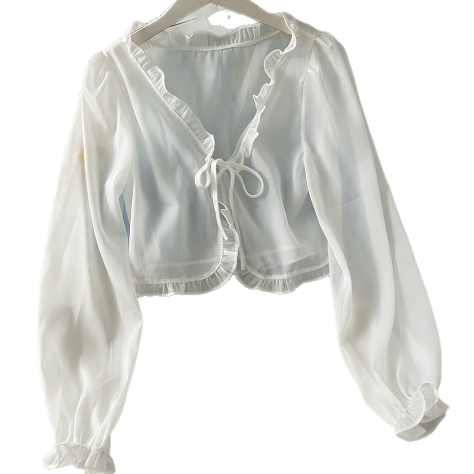 Cross-border Bestseller Bow-Tie Lace-Up Ruffle-Trim Short Cape