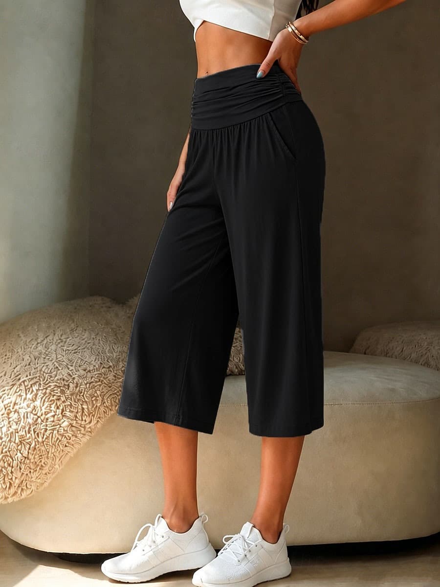 Womens Yoga Pants, Casual Mid-rise Capri Pants