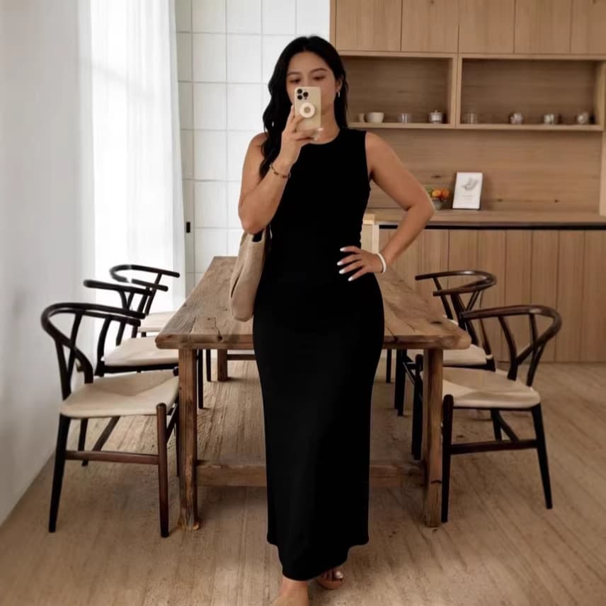 Womens Sleeveless Tank Top Pencil Long Dress