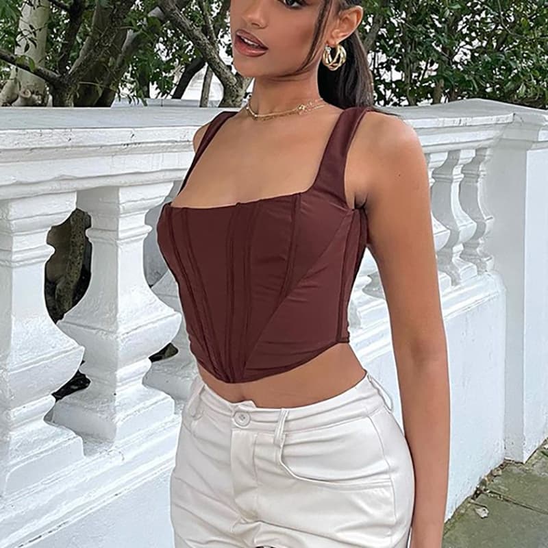 Fishbone Square-neck Cropped Camisole For Women