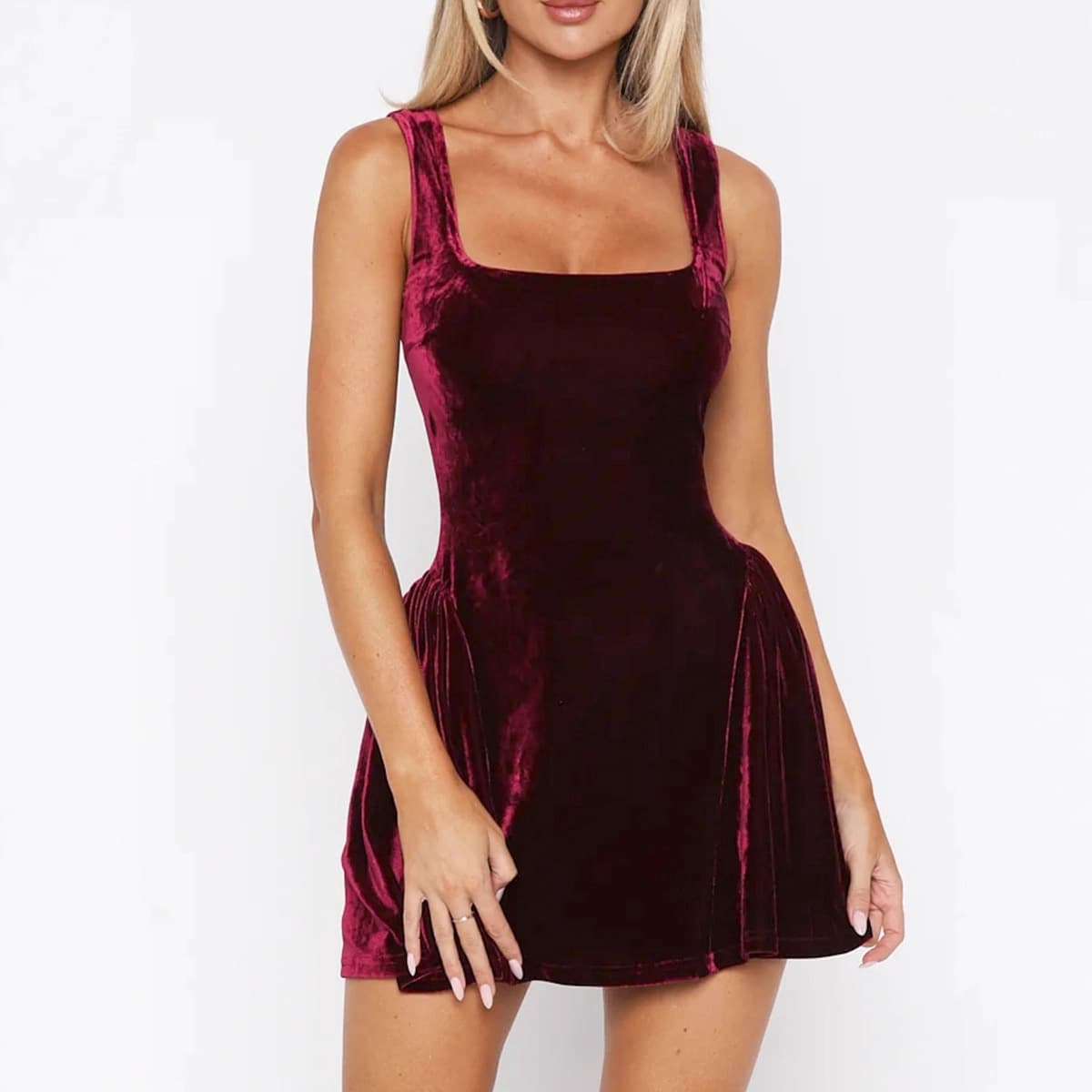 Womens Gold VelvetDrawstring Backless Cocktail Dress 2