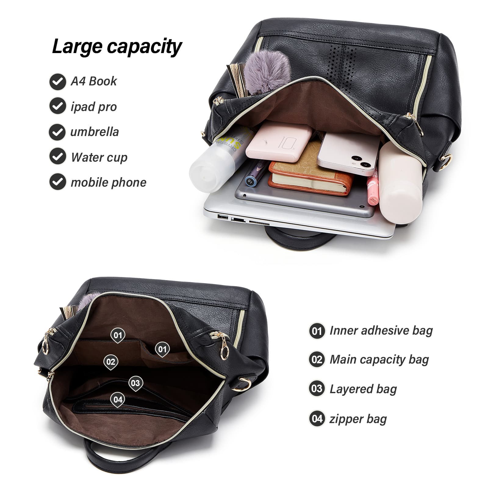 Springsummer Korean-style Casual Soft-leather Womens Backpack 5