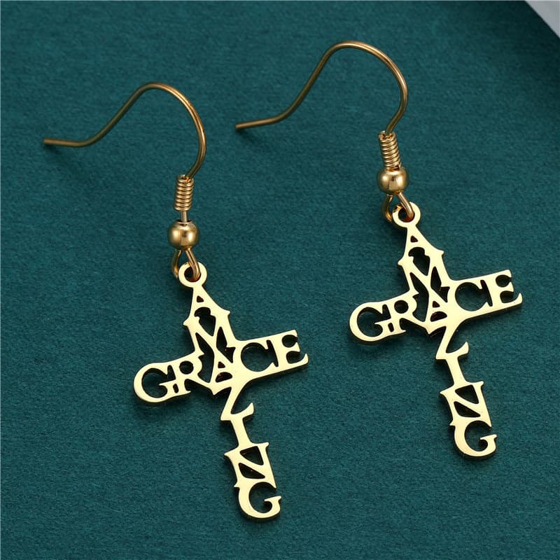 Golden Stainless Steel Heart Earrings