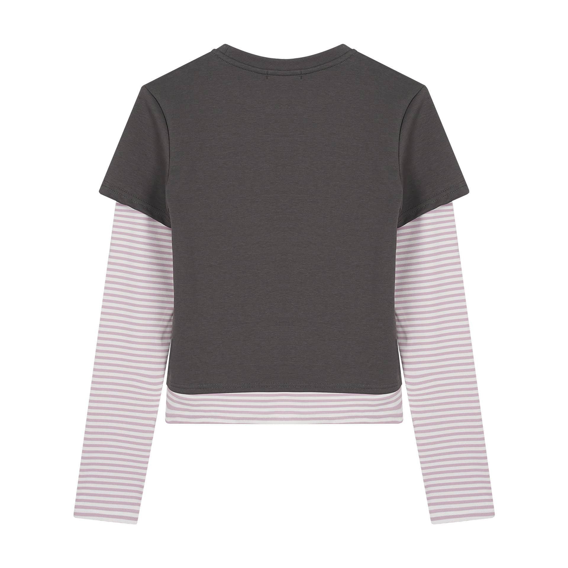Fake Two-piece Striped Patchwork Long-sleeve T-shirt