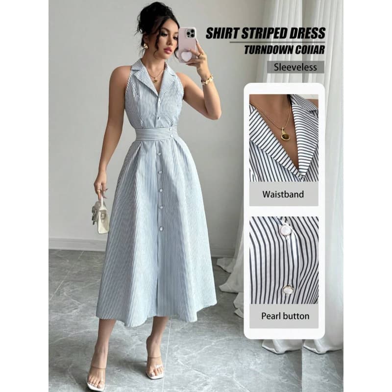 Elegant And Refined Casual Striped Dress For Women
