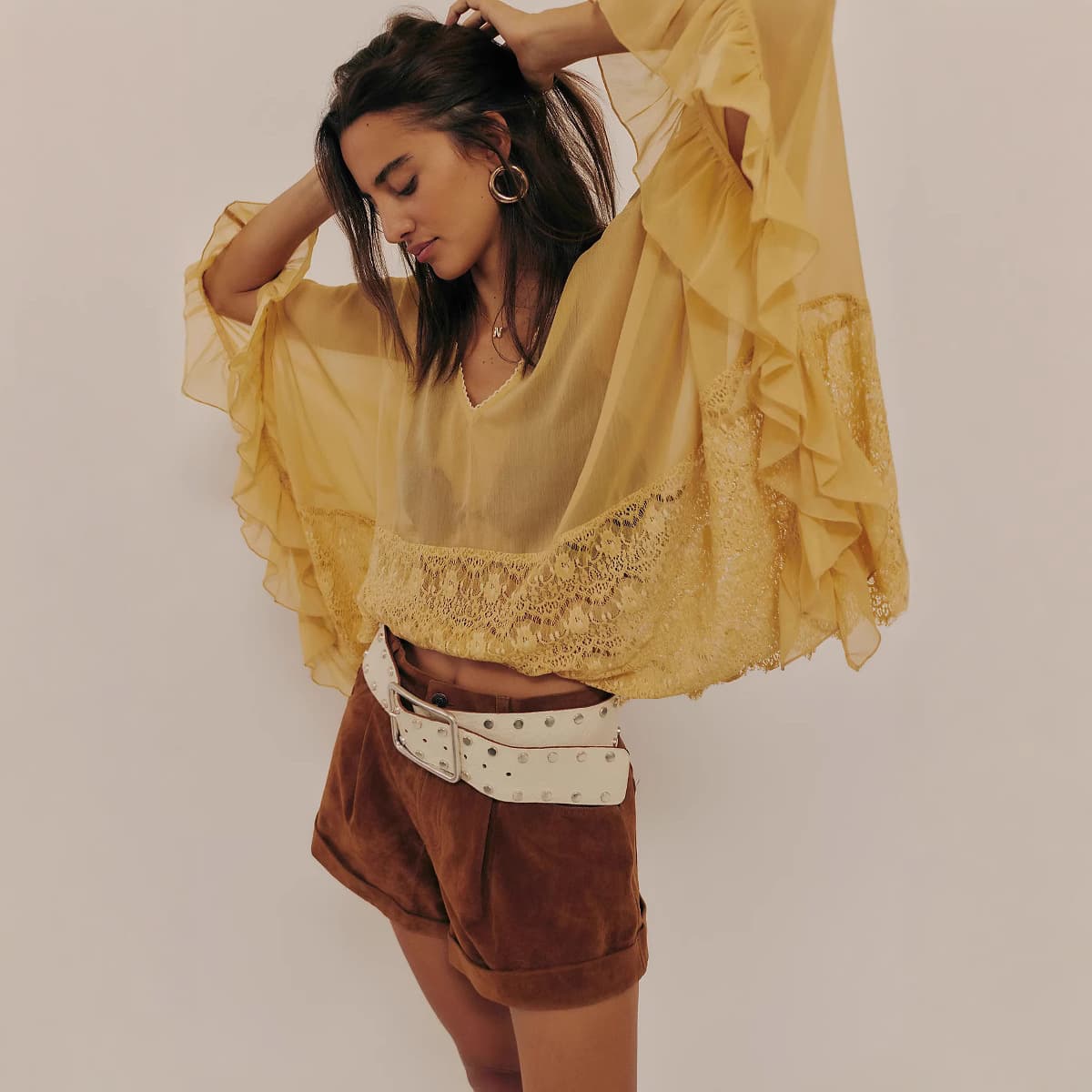 Spring Summer Womens Blouse With Batwing Sleeves For The Beach