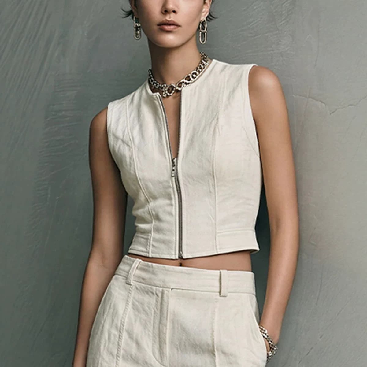 Sleeveless Top And Straight-leg Casual Pants Set 9