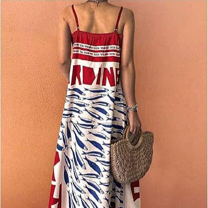 Small-fish Strap Printed New Long Dress One-piece Dress 6