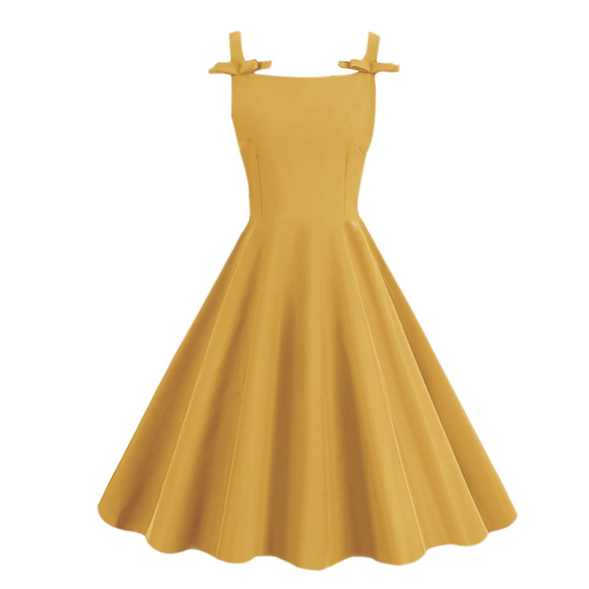 Sleeveless Village-color Bow-tie Audrey Hepburn-style Strap Maxi Dress, New Style