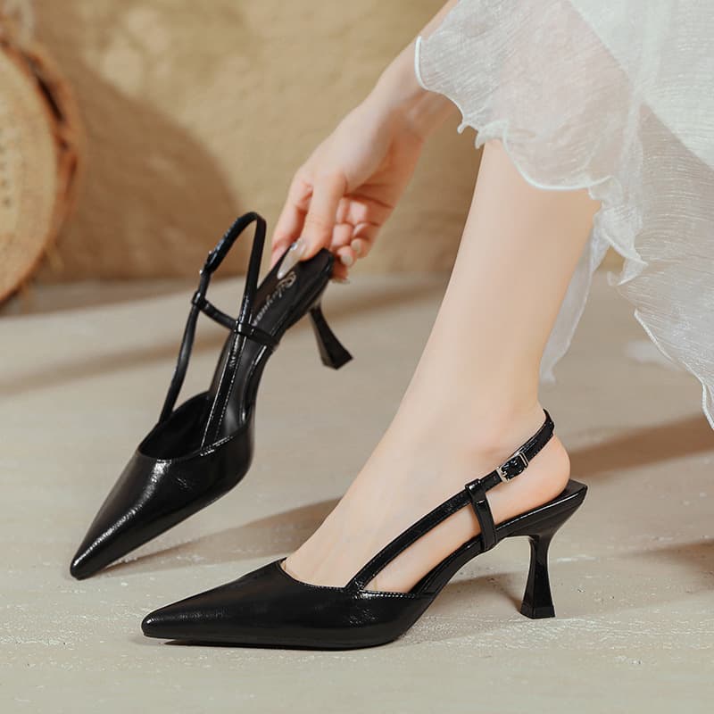 Sexy Wine-red Pointed-toe Sandals 6