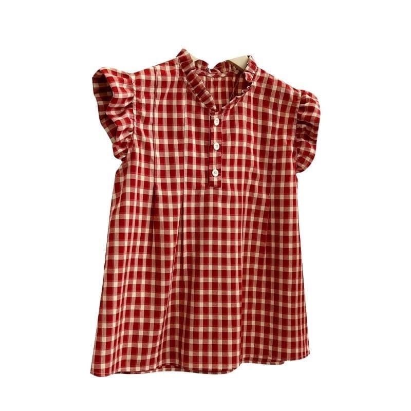 Red Plaid Slimming Sleeveless Shirt For Women