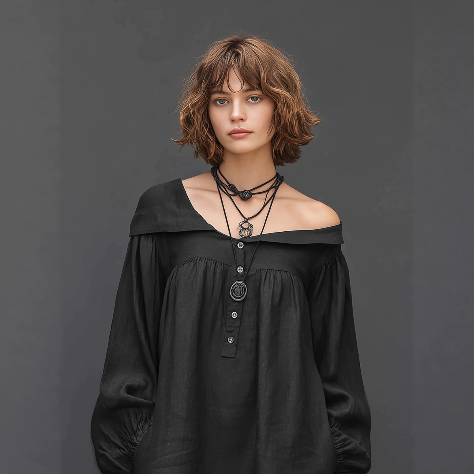 Womens Long-sleeved Mini Dress With An Asymmetrical Neckline 8